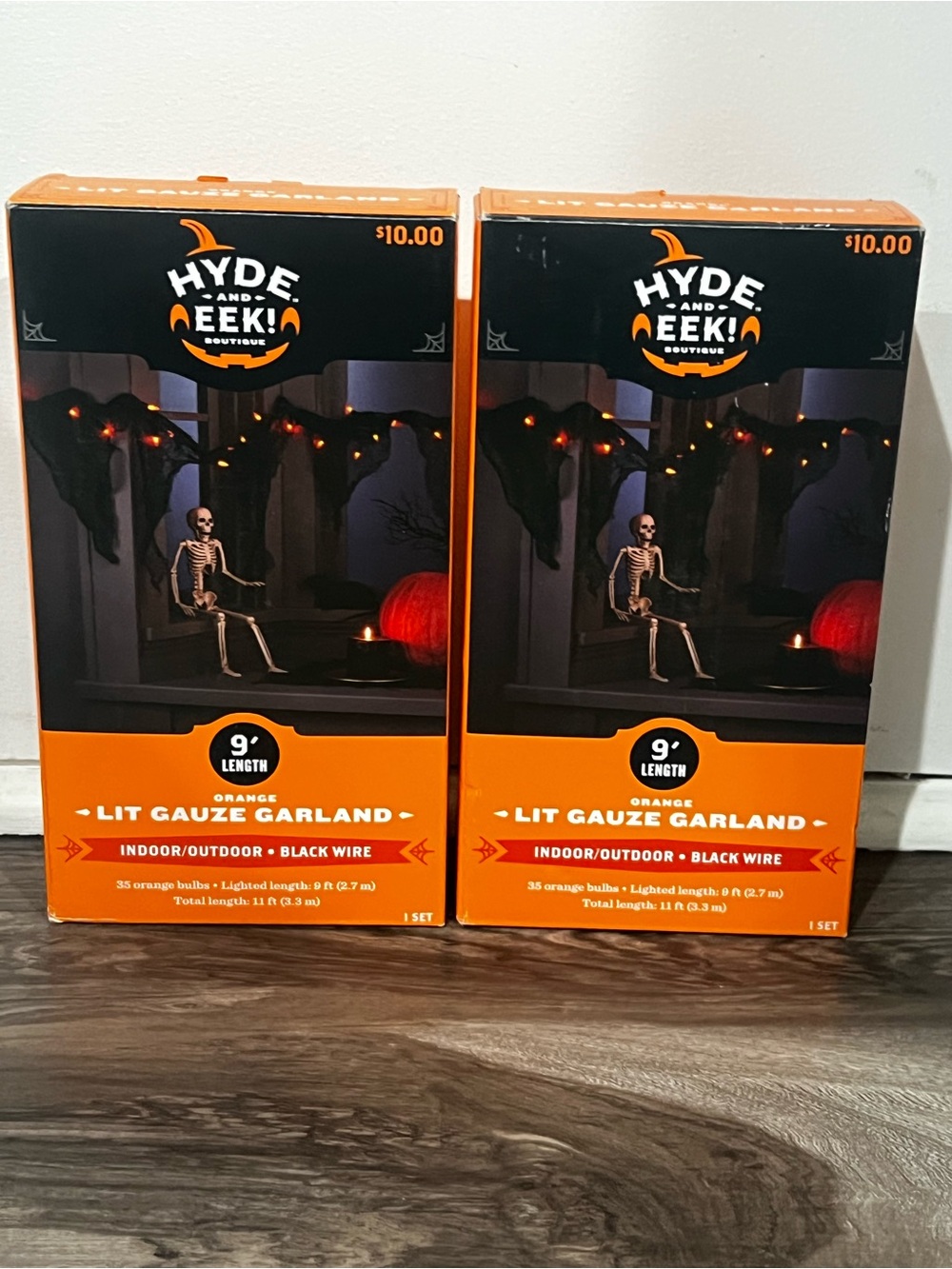 2 Pack Hyde and EEK! Boutique 9' Orange Lit Gauze Garland